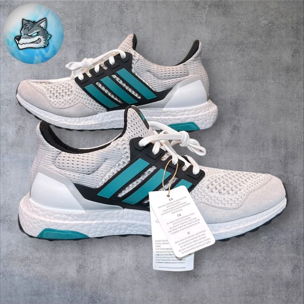 Adidas UltraBoost 1.0 White Pure Teal Grey Mens 9 Running Shoes JQ0823 New